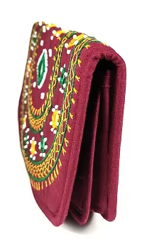 SriShopify Handicrafts ladies purse for women combo pack Banjara Traditional Hand Purse Cotton Clutch Purse for Women Wallet (8.5 Inch Mirror, Beads and Thread Work Handcraft) Red Blue-thumb3