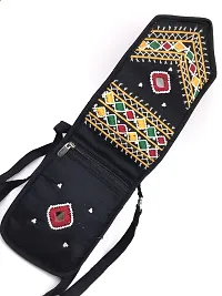 SriShopify Handcrafted Embroidery Sling Bag For Women | Mini Crossbody Cell Phone Purse Ethnic Stylish Party Black | 7x4x1 inch Thread work-thumb4