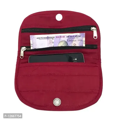 srishopify handicrafts Handmade Women's Wallet | Made with Soft Cotton Fabric| Slim and Easy to Fit in Pocket Clutch| Money Purse with Button Closure Unique Gift Items 8.5 Inch Maroon-thumb4