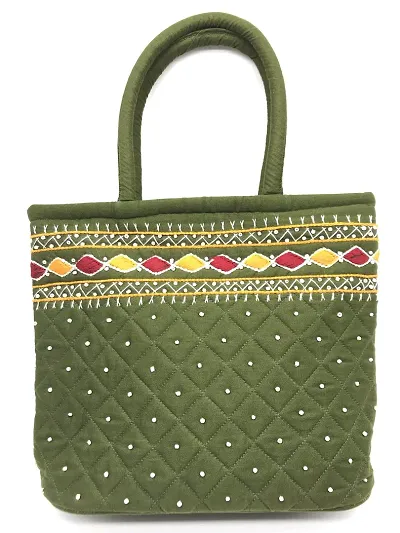 srishopify handicrafts Handheld Bag for Women Handbag SMALL Size Banjara Traditional Mini Handle Bag handmade Hand Purse Cotton 9x7x3 Inch Size original Beads Thread Work
