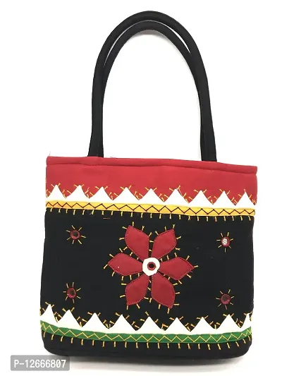 srishopify handicrafts Small Handbag for Women stylish bags for fashion handmade Hand Purse Cotton Black mini bag 10.5.x8x3 Inch Mini top handle bags