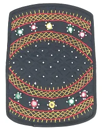 SriShopify Handicrafts Mini Hand Purse for Women Trendy Pocket Pouch Banjara Original Mirror Work Money Wallet for Girls (6.5 inch Small Pouch Black Two Fold Handmade Thread Work)-thumb3