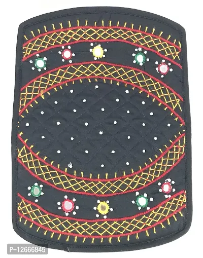 SriShopify Handicrafts Mini Hand Purse for Women Trendy Pocket Pouch Banjara Original Mirror Work Money Wallet for Girls (6.5 inch Small Pouch Black Two Fold Handmade Thread Work)-thumb4