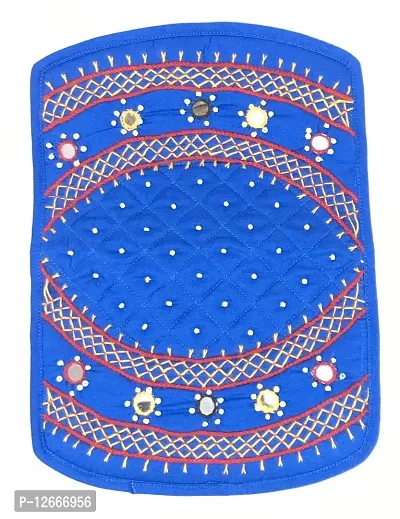 SriShopify Handicrafts Womens Hand Purse Combo Pack Banjara Traditional Hand Poches Cotton Clutch Purse for Girls Wallet (6.5 Inch Blue Brown Purse Mirror, Beads Thread Work Handcraft)-thumb3