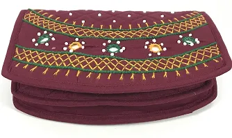 SriShopify Handicrafts Money Pouches for Girls Banjara Traditional Hand Purse Cotton Clutch Purse for Women Wallet (6.5 Inch Small Purse Maroon Mirror, Beads and Thread Work Handcraft)-thumb1