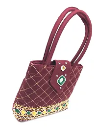 SriShopify HandMade Top Handle Purse for Rakhi Gifts | Rakshabandhan Gifts Hand Bag Small Size | Raksha bandhan Gift | Rakhi Gifts for Sister 8.5x.7x2.5 Inch Maroon-thumb4