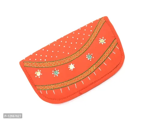 srishopify handicrafts Women's Cotton Wallets Handmade Ethnic Rajasthani Embroidered Girls Purse Stylish Ladies Mobile Clutches Kitty Party Return Gifts 8.5 Inch Orange