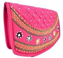 SriShopify Handicrafts Womens Wallets Combo Gifts for women for birthday special friend Rakhi Gift for sister combo pack(8.5 inch Party pouch Pink Green Colour Two Fold)-thumb1