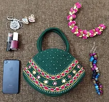 srishopify handicrafts Women Handmade Beautiful and Traditional Banjara bag Small size Hobo bag for ladies hand held bag green 9.5x6.5x3.5 inch-thumb2