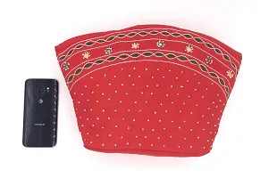 srishopify handicrafts Handicraft Cotton Fabric Handbags Hobo Bag for Women Office Bag Ladies Shoulder Top Handle Bag Marriage Gifts 9 Inch Red-thumb1