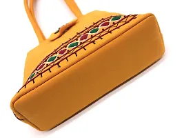 srishopify handicrafts Women Hand held bag Small Size Banjara Traditional Mini Handle Bag handmade Hand Purse Cotton 8.5x.7x2.5 Inch Size original Beads Thread Work (yellow handbags for women)-thumb4