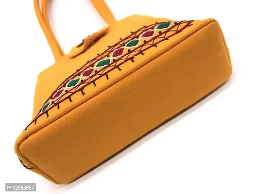 srishopify handicrafts Women Hand held bag Small Size Banjara Traditional Mini Handle Bag handmade Hand Purse Cotton 8.5x.7x2.5 Inch Size original Beads Thread Work (yellow handbags for women)-thumb5