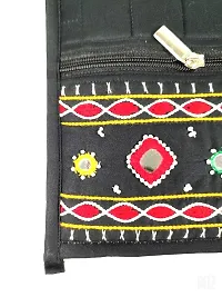SriShopify Handicrafts Womens Sling Bags Stylish, Handmade crossbody bag for girls (Medium, Beads, Thread and Mirror Work Rajasthani sling bags 8 inch x 9 inch, Black)-thumb1