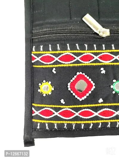 SriShopify Handicrafts Womens Sling Bags Stylish, Handmade crossbody bag for girls (Medium, Beads, Thread and Mirror Work Rajasthani sling bags 8 inch x 9 inch, Black)-thumb2