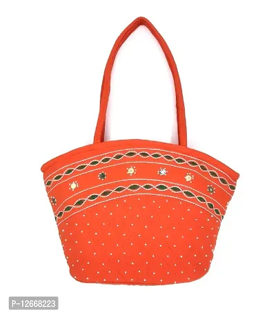 srishopify handicrafts Handmade Ethnic Banjara Cotton Women Handbags Shoulder Hobo Bag Purse With Long Strap Girls Tote Valentine?s Day Gift 14L x 3B x 9H Inch Orange-thumb0