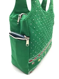 srishopify handicrafts Traditional Bridal Handbags Adjustable Strap Hand Embroidery Tote Bag Handmade Shoulder Bag for Women Stylish Bridal Gift Items for Wedding 11 Inch Green-thumb2