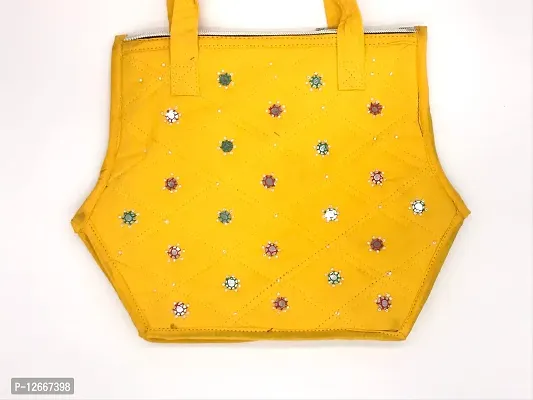 srishopify handicrafts Handmade Women Handbags Shoulder Hobo Bag with Long Strap Ladies Purse Handbag, 14.5L x 7B x 9.5H inches Return Gift Items Yellow-thumb5