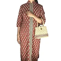 srishopify handicrafts MINI Hand Carry Bags for Women Stylish Banjara Handmade Rajasthani Traditional Small Handle Bag Purse 8.5x.7x2.5 Inch | Beads Thread Work Pouch Tan Beige-thumb1