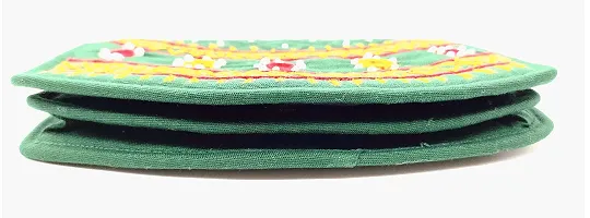 SriShopify Handicrafts Stylish Purse for Girls Fancy Trendy Wallet Banjara Original Mirror Work Money Pouch for Girls (6.5 inch Small Purse Green Two Fold Handmade Thread Work)-thumb3