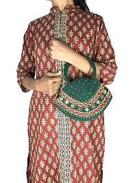 srishopify handicrafts Women Handmade Beautiful and Traditional Banjara bag Small size Hobo bag for ladies hand held bag green 9.5x6.5x3.5 inch-thumb1