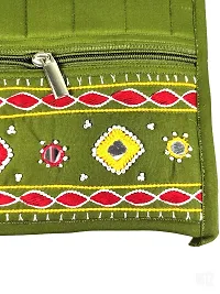 SriShopify Handicrafts Women Sling Bags Stylish, Handmade crossbody bag for girls (Medium, Beads, Thread and Mirror Work 13 inch Rajasthani sling bags, Mehandi Green)-thumb1