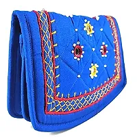 SriShopify Handicrafts Mini Women Wallets Combo for Ladies Trendy Pocket Pouch Banjara Original Mirror Work Money Wallet for Girls (6.5 inch Small Pouch Blue Olive Green Two Fold)-thumb1