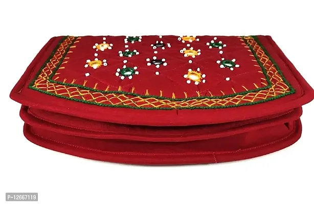 SriShopify Handicrafts women clutches, Banjara Ethnic Hand Purse, Cotton handmade ladies wallet with phone pocket (Medium 8.5 Inch, Red, Mirror, Beads and Thread Work Handcraft)-thumb2