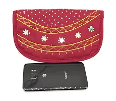 srishopify handicrafts Handmade Women's Wallet | Made with Soft Cotton Fabric| Slim and Easy to Fit in Pocket Clutch| Money Purse with Button Closure Unique Gift Items 8.5 Inch Maroon-thumb1
