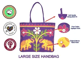 SriShopify Handicrafts Women Purple handbags Big size for office Stylish Ladies Shoulder bag Large Tote bag with Zip (18x13x4 Cotton Applique Work)-thumb4