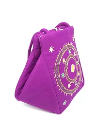 srishopify handicrafts Shoulder Bags for Women Handmade Cotton Top Handle Bags for Girls Stylish Ladies Purse Hand Bag Kitty Party Return Gifts 9 Inch Purple-thumb2