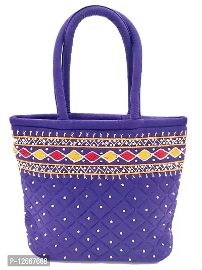 SriShopify Handcraftes Beads work Original Mirror work hand bags for women's Handcrafted hand Pouch, Mini hand bags Hand Purse Cotton handmade Banjara bag (7X9 Inch Small hand bag for women Violet hand bag)
