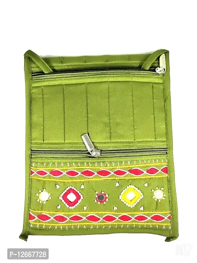 SriShopify Handicrafts Women Sling Bags Stylish, Handmade crossbody bag for girls (Medium, Beads, Thread and Mirror Work 13 inch Rajasthani sling bags, Mehandi Green)-thumb4