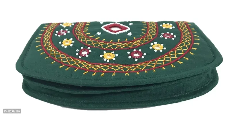 SriShopify Handicrafts Party Women Wallets Combo for ladies | women gift items for birthday special | rakshabandhan gifts for sister latest (8.5 inch Mobile pouch Black Rama Green Two Fold)-thumb4