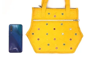 srishopify handicrafts Handmade Women Handbags Shoulder Hobo Bag with Long Strap Ladies Purse Handbag, 14.5L x 7B x 9.5H inches Return Gift Items Yellow-thumb1