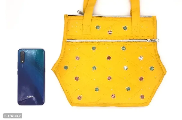 srishopify handicrafts Handmade Women Handbags Shoulder Hobo Bag with Long Strap Ladies Purse Handbag, 14.5L x 7B x 9.5H inches Return Gift Items Yellow-thumb2