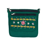 Srishopify Handicrafts Cotton Mobile Sling Bag For Women Stylish Side Shoulder Crossbody Bags For Girls Messenger Purse With Adjustable Strap 8 Inch Green-thumb3