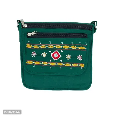 Srishopify Handicrafts Cotton Mobile Sling Bag For Women Stylish Side Shoulder Crossbody Bags For Girls Messenger Purse With Adjustable Strap 8 Inch Green-thumb4