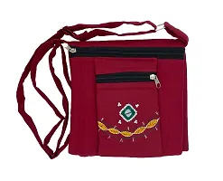Srishopify Handicrafts Womens Sling Bag| Cross Bags Adjustable Strap| Canvas Fabric Travel Bag | Multipurpose Utility Bag Rakhi Gifts for Sister 8 Inch Maroon-thumb2