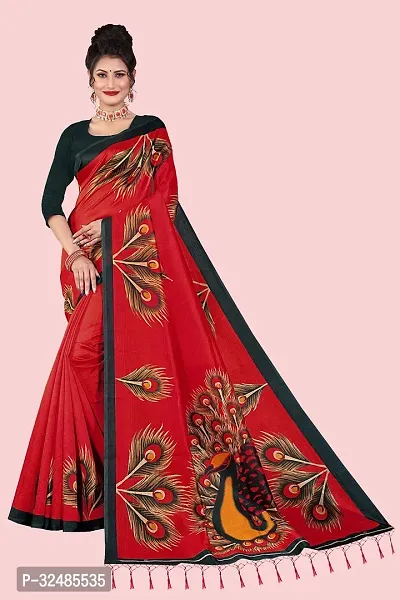 Elegant Art Silk Printed Saree with Blouse piece For Women-thumb0