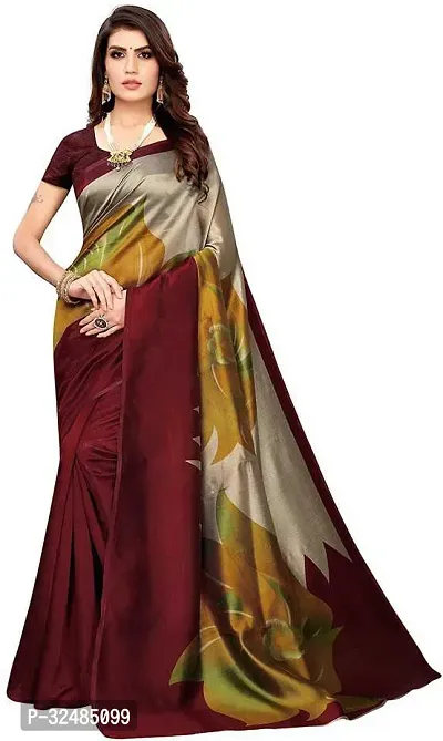 Elegant Art Silk Printed Saree with Blouse piece For Women-thumb0