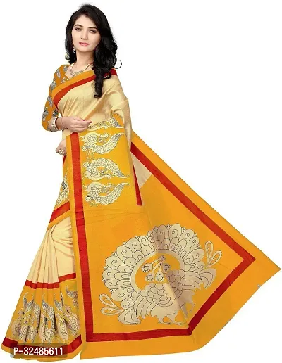 Elegant Cotton Silk Printed Saree with Blouse piece For Women-thumb4