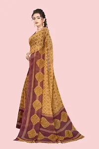 Beautiful Yellow Georgette Printed Saree With Blouse Piece For Women-thumb3