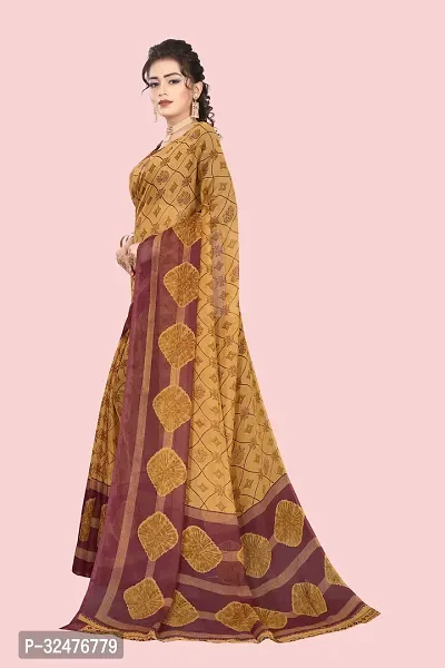 Beautiful Yellow Georgette Printed Saree With Blouse Piece For Women-thumb4