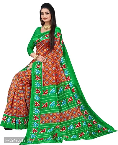 Beautiful Multicoloured Silk Blend Digital Print Saree With Blouse Piece For Women-thumb5