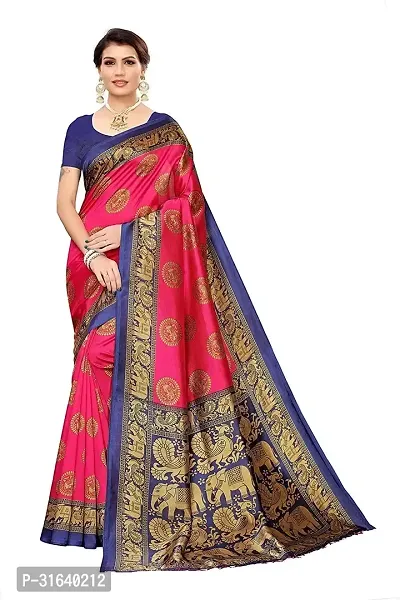 Elegant Pink Art Silk Saree without Blouse piece For Women