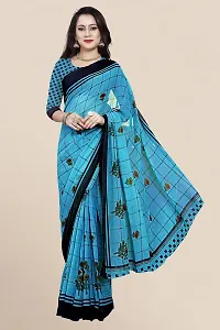 Stylish Blue Georgette Printed Saree with Blouse piece For Women-thumb3