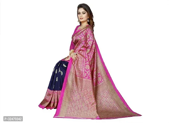 Beautiful Pink Art Silk Woven Design Saree With Blouse Piece For Women-thumb5