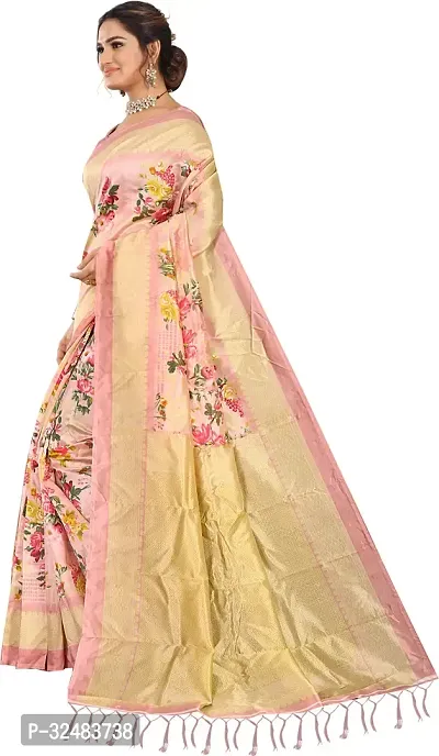 Stylish Pink Art Silk Printed Saree with Blouse piece For Women-thumb4