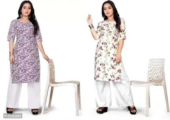 Stylish Crepe Stitched Kurta For Women Pack Of 2-thumb0