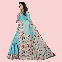 Beautiful Blue Silk Blend Printed Saree With Blouse Piece For Women-thumb2